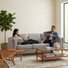 Scandinavian Civic Three Seater Sofa Grey Natural Wood Finish