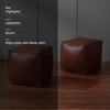 Cube Collection Tan Faux Leather Pouf Ottoman Set Of 2