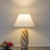 BURFORD  Distress White Finish  Wood  Table Lamp With White Cotton Shade