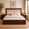 Leher Solid Wood Comfort King Bed Box Storage Provincial Teak Finish Mattress 72 x 78 Inches