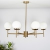 Compernico 6-Lights Brass Finish With Opal Glass Shades Chandelier Light