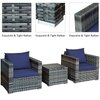 Carry Bird Wicker Patio Furniture Outdoor Balcony Chairs In Grey Mix And Navy Blue Colour