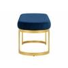 Doe Buck Upholstered Oval Bench in Blue Colour with Gold Loop Legs
