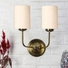 Devansh Metal Electric Wall Light in Gold Colour with off-white Shade Count of 2 Lights