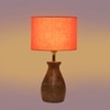 Devansh Orange Cotton Table Lamp With  Wood Natural Base (7X13 Inches)-5