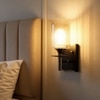 Eliante Wooden Wall Lights Mild Steel, Wood & Glass Material Brown, Gold & Champaign Finish
