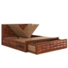 Diamond Box and Drawers Storage King Bed in Honey Finish