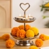 Metalsmith Two Tier Serveware Stand with Heart Handle Silver Finish