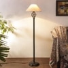 Asa White Natural Fiber Floor Lamp with Black Iron Base