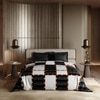 Stoa Paris Satin Comforter, 300TC Comforters for King Size Bed or King Black-White Grey