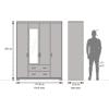Hilton 4 Doors 2 Drawers Wardrobe With Mirror and Lock - Chestnut Acacia