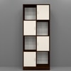 8 Shelves Semi Open Multipurpose Matrix Kitchen Cabinet In Highland Pine & Asian Walnut Finish