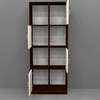 8 Shelves Semi Open Multipurpose Matrix Kitchen Cabinet In Highland Pine & Asian Walnut Finish