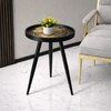 Oalveil Solid Wood Side Table in Black Finish