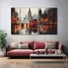 The Castle Decor London Vintage Abstract Wall Art Set of 5 Digital Painting 27x48 Inch