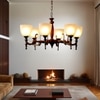 Eliante 6-Light Chandelier, Mild Steel And Glass, Modern Hanging Ceiling Light For Living Room Or Dining Room
