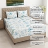 White Floral 400 TC Cotton Fitted Super King Size Bedsheet With 2 Pilllow Covers  Threads