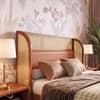 Fiji Wingback Cane and Solid Wood King Size Non-Storage Bed in Nappa Tan Leatherette