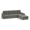 Apollo Compact Sofa (Colour : Ash Grey Velvet, Cushion : Hard, Back Type : High Back, Seating Capacity : Right Aligned 3 Seater + Right Aligned Chaise + Ottoman)