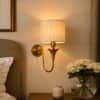 Devansh Metal Electric Wall Light in Antique Gold Colour with Black Shade Count of 2 Lights