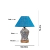 Devansh Conical Turquoise Jute Shade Lamp With Wood & Mosaic Glass Base For Decoration/Office/Home/Gifting/Study For Decoration/Office/Home/Gifting/Study -(10X10X14.5) Inches -A