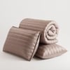 Stoa Paris Sateen Quilted King Size Bed Cover with 2 Pillow Covers (100 x 108) lted King Cha Champagne