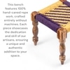 Riaza Solid Wood Maachi Stool in Purple & Yellow Canning
