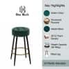 Doe Buck Tufted Counter Height Bar Stool in Green Colour with Gold Footrest