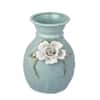 Beautiful White Floral with Green Pastel Ceramic Vase