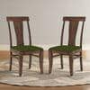 Fabio Dining Chair Set Of 2 In Colour Olive Green And Finish Danish Walnut