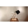 Moonwalker Beige Wooden Table Lamp with Black Fabric Lampshade