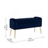 Doe Buck Upholstered Storage Bench in Blue Colour with Gold Legs