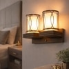 Eliante Wooden Wall Lights Wood & Glass Material Dark Brown & Champaign Finish