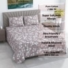 Vihan Light Purple Shade Floral 400 TC Cotton Flat Double Queen Size Bedsheet with 2 Pillow Covers – Threads