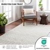 Geometric & Stripes Ivory Wool Rug