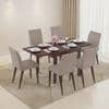 Murphy 4-To-6 Extendable - Persica 6 Seater Dining Table Set (Colour- Beige, Finish- Dark Walnut)