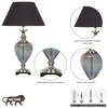 Hinton Blue  Glass And Nickel Finish Metal Table Lamp With Black Cotton Shade
