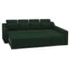 Luna 5 Seater Velvet LHS Pull Out Sofa Cum Bed in Green Color With Storage