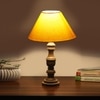 Devansh Yellow Cotton Table Lamp With  Wood Natural Base (10X18 Inches)-31
