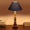 Devansh Blue Jute Table Lamp With Wood Natural Base (10X10X21 Inches)-37