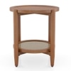 Tora Solid Wood and Cane with Glass Side Table In Amber Walnut Finish