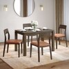 Atlas Solid Wood 4 Seater Dining Table With 4 Clarke Dining Chairs (Finish : Danish Walnut, Chair Colour : Tan Leatherette)