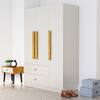 Hexa Red Wooden 3 Door Wardrobe with 2 Drawers and Hanging Space in Frosty White Colour