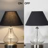 CRYSTAL Clear Glass Table Lamp with Chrome Base and Black Shade