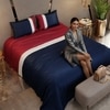 Stoa Paris 300TC UltrSatin Super King Bedsheet with 2 Pillow Covers Satin Super Navy, Red White