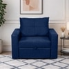 Bella One  Seater Pull Out Fabric Sofa Cum Bed Navy Blue