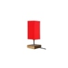 Esme Red cotton table lamp with Square Natural Wood Base