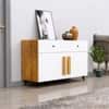 Hexa Red Multipurpose Storage Cabinet With 2 Drawer 2 Door in Giant Wood And Frosty White Colour