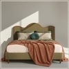 Solara Wave Luxe King Size Bed in velvet With Oak wood Frame & Hydraulic Storage