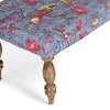 Bestone Solid Wood Bench In Bird Print Grey Kantha Fabric